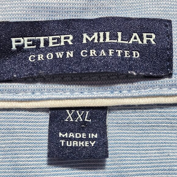 Peter Millar Crown Crafted Light Blue Polo Shirt XXL Cotton Modal Elastane Turke - Picture 3 of 12